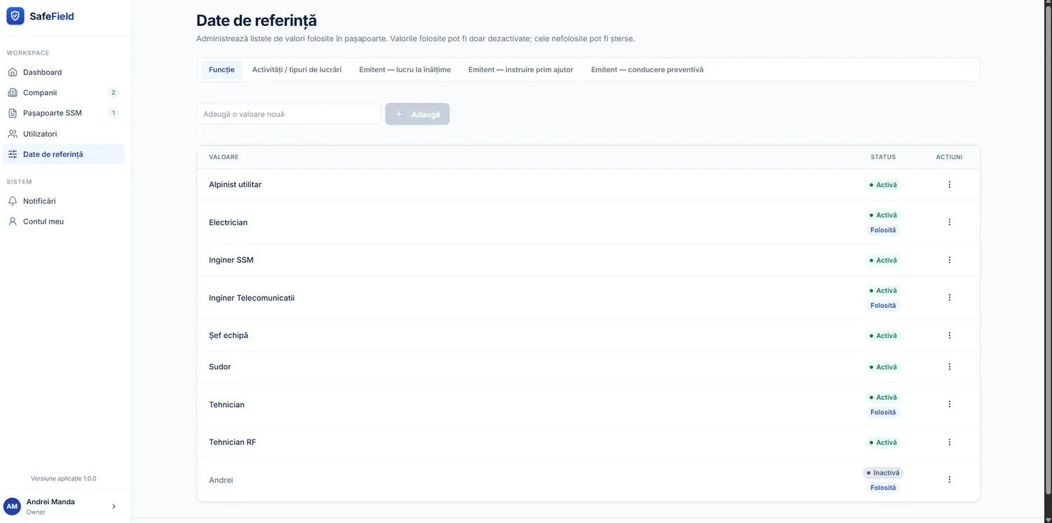 SafeField — reference data