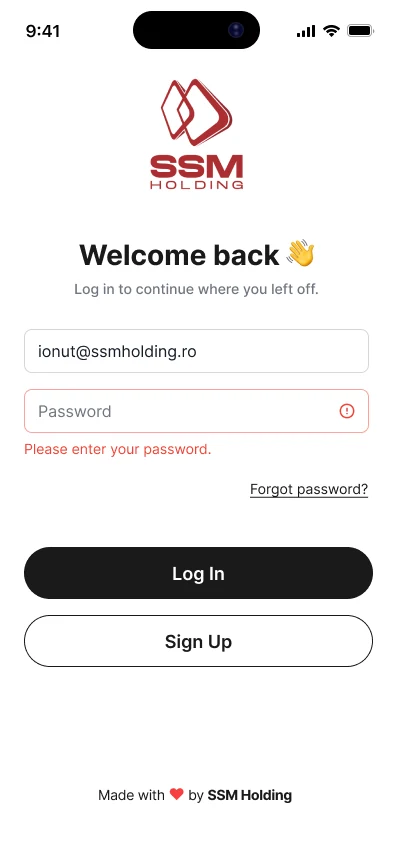 SSM Holding — sign in