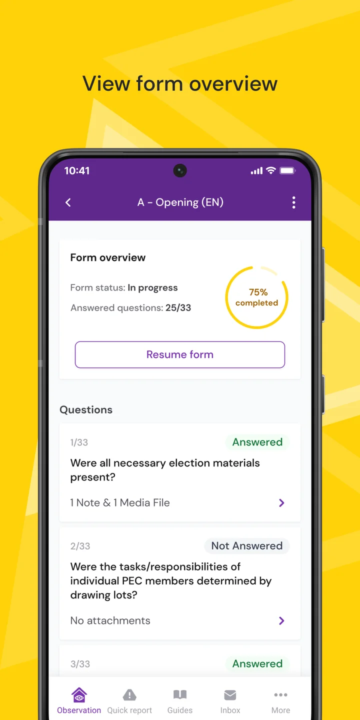 VoteMonitor — form overview
